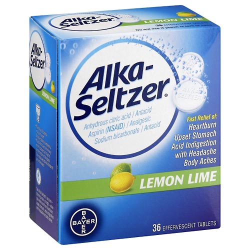 Image for Alka Seltzer Antacid/Analgesic, Effervescent Tablets, Lemon Lime,36ea from EVERS PHARMACY