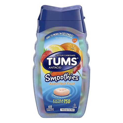 Image for Tums Antacid, Extra Strength 750, Chewable Tablets, Assorted Fruit,60ea from EVERS PHARMACY