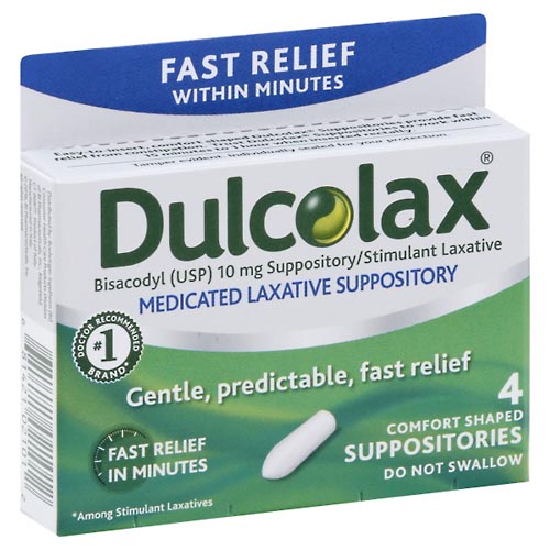 Image for Dulcolax Laxative Suppository, Medicated, Comfort Shaped,4ea from EVERS PHARMACY