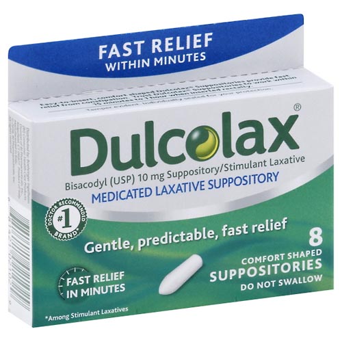 Image for Dulcolax Laxative Suppository, Medicated, Comfort Shaped,8ea from EVERS PHARMACY